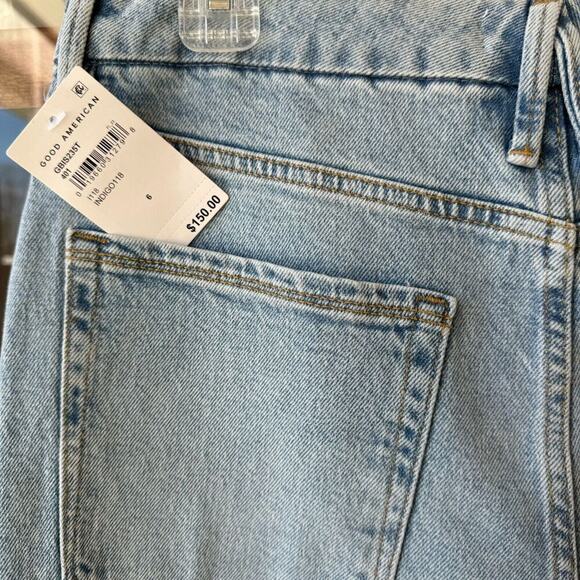 NWT Good American Good Boy Distressed Raw Hem Jeans Size 6/28 - Picture 4 of 4